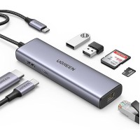 Bộ chuyển đổi USB Type-C 7 in 1 Sang HDMI 4K@30HZ + USB 3.0*2 + SD/TF + PD 100W Ugreen 90568